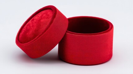 Awaiting a precious gift in an open vibrant red velvet round jewelry box reflecting the promise and