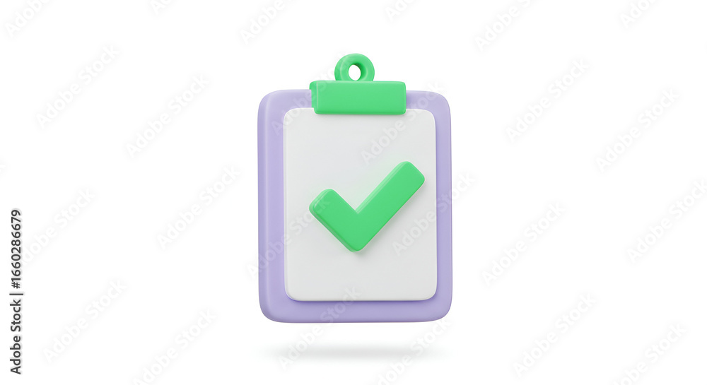 Fototapete a visually appealing 3d rendering of a clipboard with a check mark for tasks completed