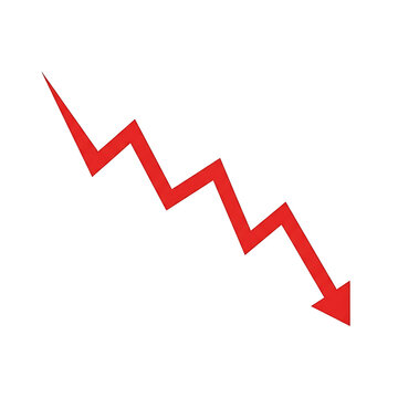 Red Arrow Pointing Downward on White Background