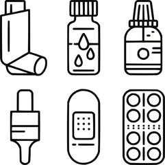 Medical Drug Delivery Methods Line Icon Collection, Editable Vector Illustration