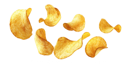 potato chips on white background