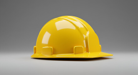 Fototapeta premium Bright Yellow Hard Hat Close-Up Shot in Studio for Safety and Construction Theme