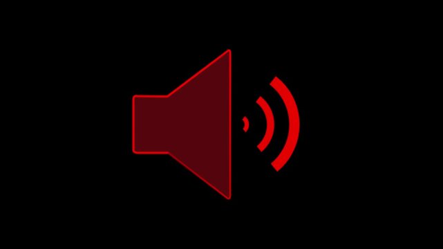  Speaker icon animated on, speaker volume animation.  microphone, sound voice speaker 4K Render of an animated vector speaker icon on transparent background
