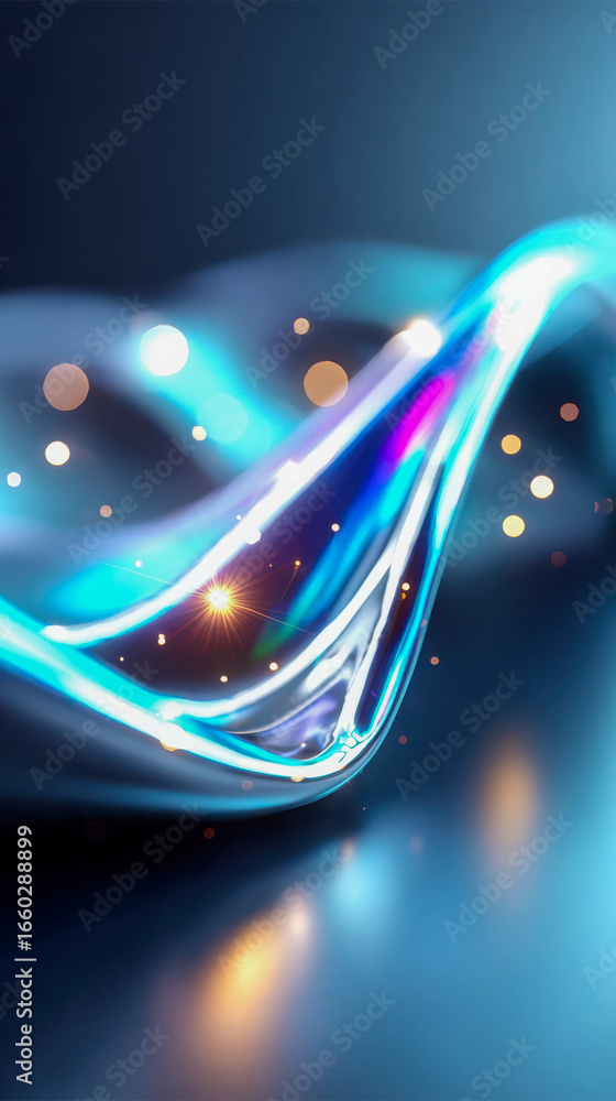 Aufkleber abstract chrome surface with fluid shapes and glowing golden sparks