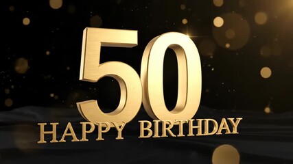Happy 50th birthday greetings in golden luxury style, happy birthday greetings