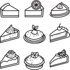 Key Lime Pie Black Line Editable Icons set