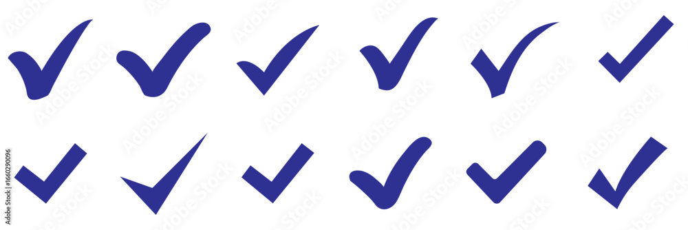 Poster set of tick mark in green and cross mark in red colour and stroke with white background, check and c