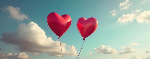 Heart-Shaped Balloons Drifting Apart on Valentines Day A Poignant Symbol of Lost Love and Long-Distance Relationships