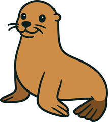 vector illustration of a cartoon sea lion