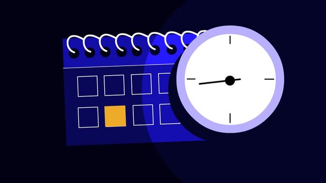 Animation of clock and calender, depicting time management