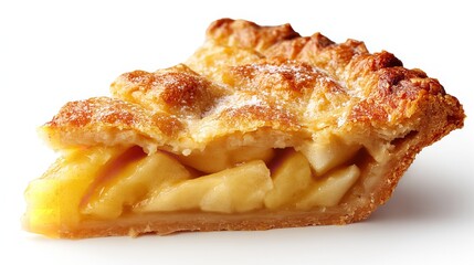 A warm slice of homemade apple pie awaits dusted with sugar and a promise of comfort with crisp