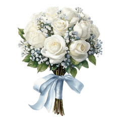 Elegant Bridal Bouquet of White Roses and Baby's