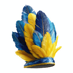 Vibrant Blue and Yellow Feather Headdress -