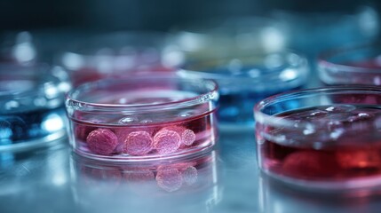 Focused medium frame capturing tumorinfiltrating lymphocyte expansion within specialized flask edges softly blurred to highlight cell culture dynamics in the lab.