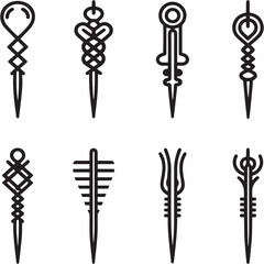 Hair Pin black Line Editable Icons set