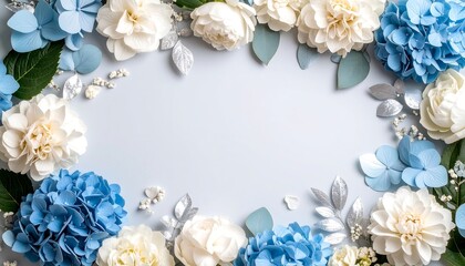 Blue  White Floral Frame.