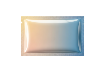 Abstract blue and orange gradient shape with grid pattern isolated on transparent background