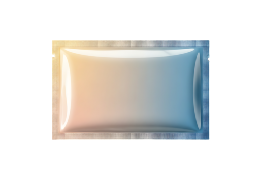 Abstract blue and orange gradient shape with grid pattern isolated on transparent background