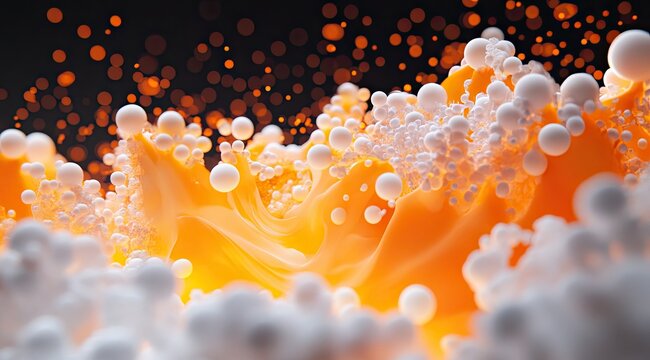 Abstract orange and white spheres