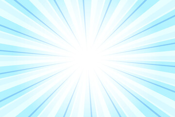 Light Sky Blue Background with Sun Ray. Abstract Texture with Light of Sunburst. Radial Beam of Sunlight. Retro Background with Flash. Abstract Blue Sunburst Vector Illustration. © Daisey