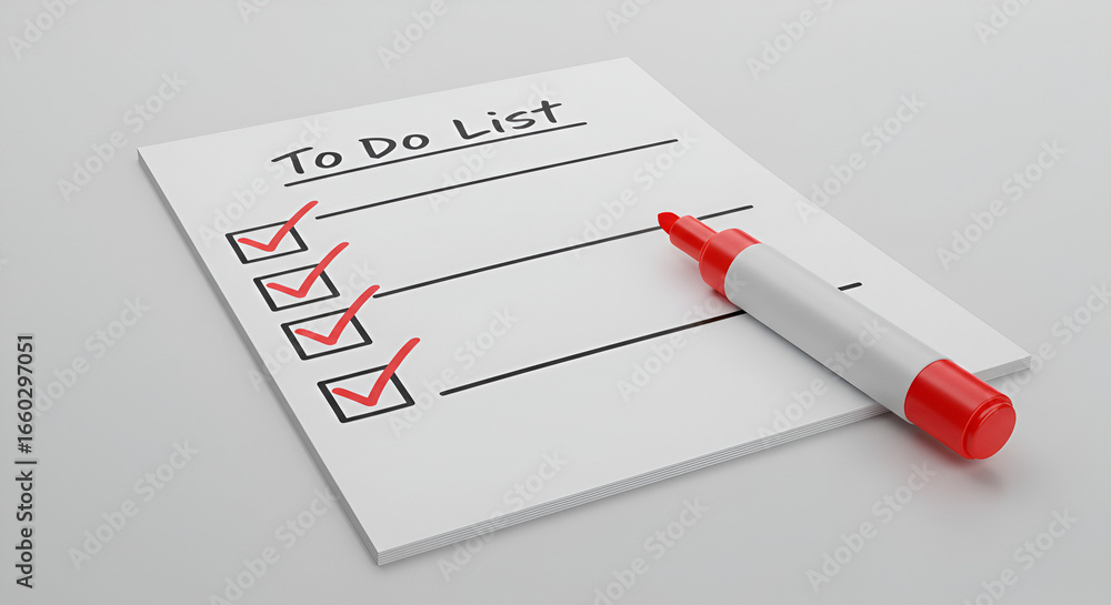 Poster completed tasks and a to-do list on a clean white background symbolizing productivity