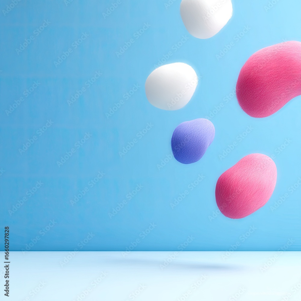 Aufkleber floating pastel blobs on blue background