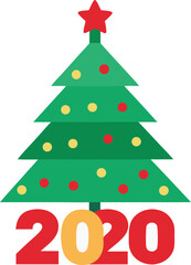 Festive christmas tree with 2020 numbers