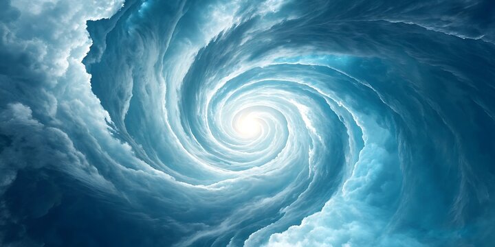Abstract Cloud Vortex Tunnel with Swirling Sky and Central Light - A High-Quality Digital Art Image.