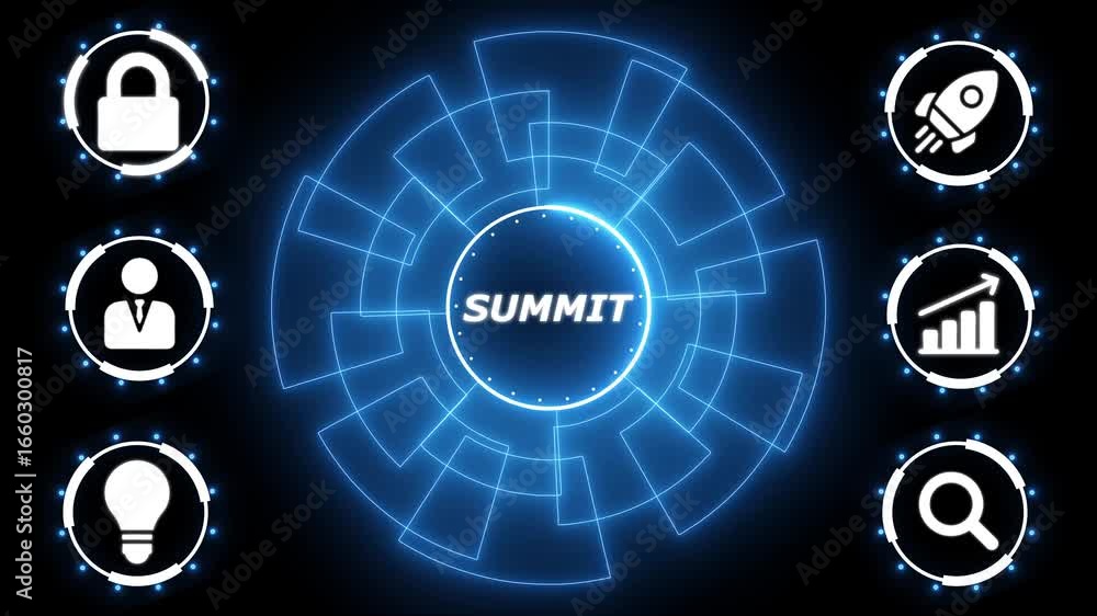 Aufkleber digital summit technology icons futuristic h u d interface business growth security innovation searc