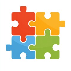 Obraz premium Rotated four pieces of jigsaw puzzle or teamwork concept flat vector color icon for apps and websites