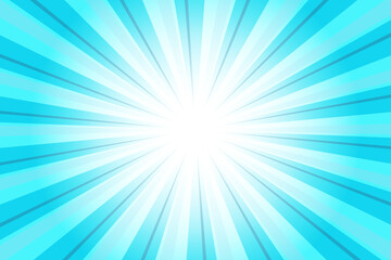 Obraz premium Pacific Blue Background with Sun Ray. Abstract Texture with Light of Sunburst. Radial Beam of Sunlight. Retro Background with Flash. Abstract Blue Sunburst Vector Illustration.
