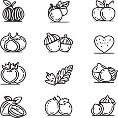 Hazelnut Heaven Black Line Editable Icons set