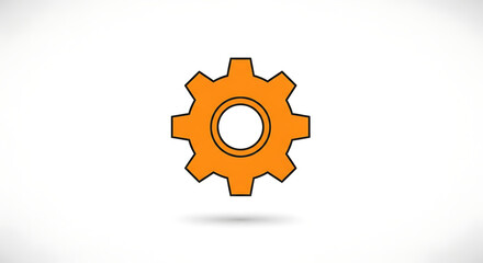 Orange Gear Icon on White Background A Symbol of Technical Innovation and Progress