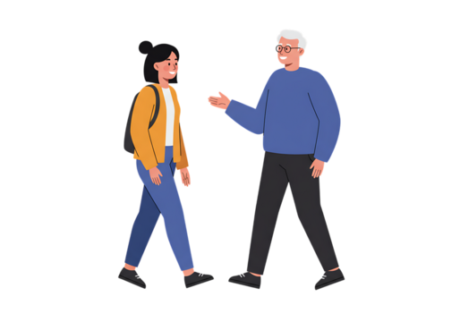Senior couple standing together vector illustration