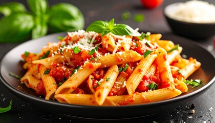 Fresh Penne Pasta with Basil and Cheese