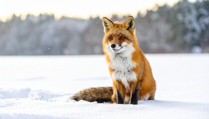 Obraz premium Curious Red Fox in the Snow