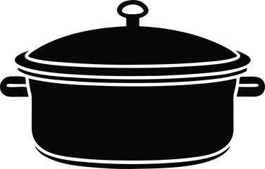  black and white slow cooker silhouette vector illustration