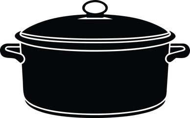  black and white slow cooker silhouette vector illustration