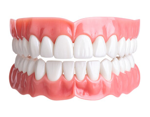 Obraz premium Full Set of Dental Teeth with Healthy Gums, Front View, isolated on transparent background