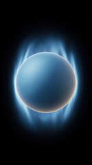 Abstract blue sphere surrounded by glowing light effects, set against a dark background, creating a sense of depth and mystery in a digital art composition