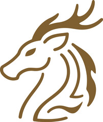 Stylized vector illustration of a deer head with antlers in a flowing, elegant line art style.