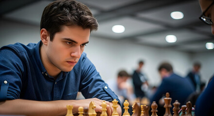 Chess grandmaster competing during a tournament match.