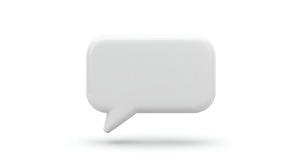 Minimalist 3D rendering of a white speech bubble against a clean white background