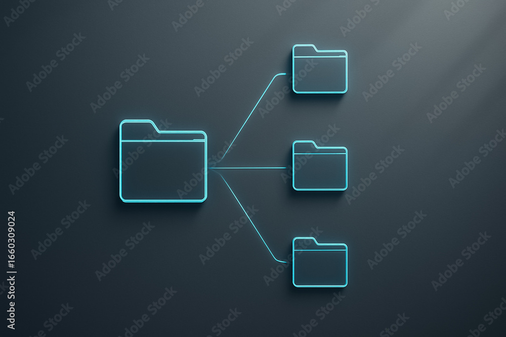 Poster digital folder network: a simple and modern design of a digital folder network, illustrating the int
