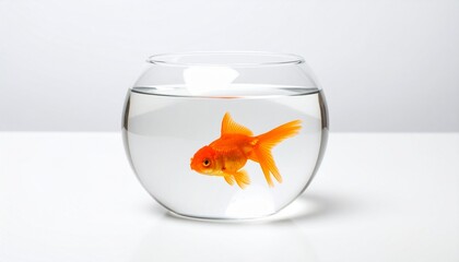 Goldfish in Minimal Glass Bowl