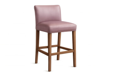 Obraz premium Modern pink bar stool with wooden legs isolated on transparent background, perfect for interior design projects