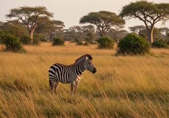 Naklejka premium A striking close-up zebra portrait showcasing bold black-and-white stripes in perfect symmetry.