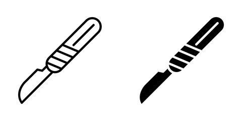 Medical scalpel Icon set. Symbol isolated white background. vector illustration. color editable.