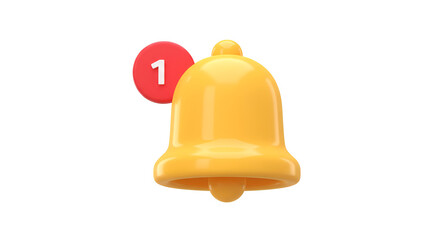 Notification bell icon with one new alert for social media and application