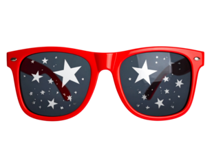 Star-Covered Red Sunglasses, Transparent Background PNG